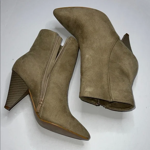 Olivia Miller Taupe Ankle Booties - Picture 1 of 7
